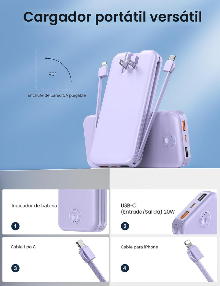 Nusyddy Cargador portátil de carga súper rápida de 22.5 W con enchu...
