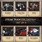 Juego de bloques de construcción de 6 trenes de vapor, 463 piezas