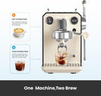Gemilai G3006A - Máquina de café expreso, cafetera de café frío y caliente para el hogar con control de temperatura PID doble, pantalla doble, bomba de 15 bares, programa de preparación ajustable