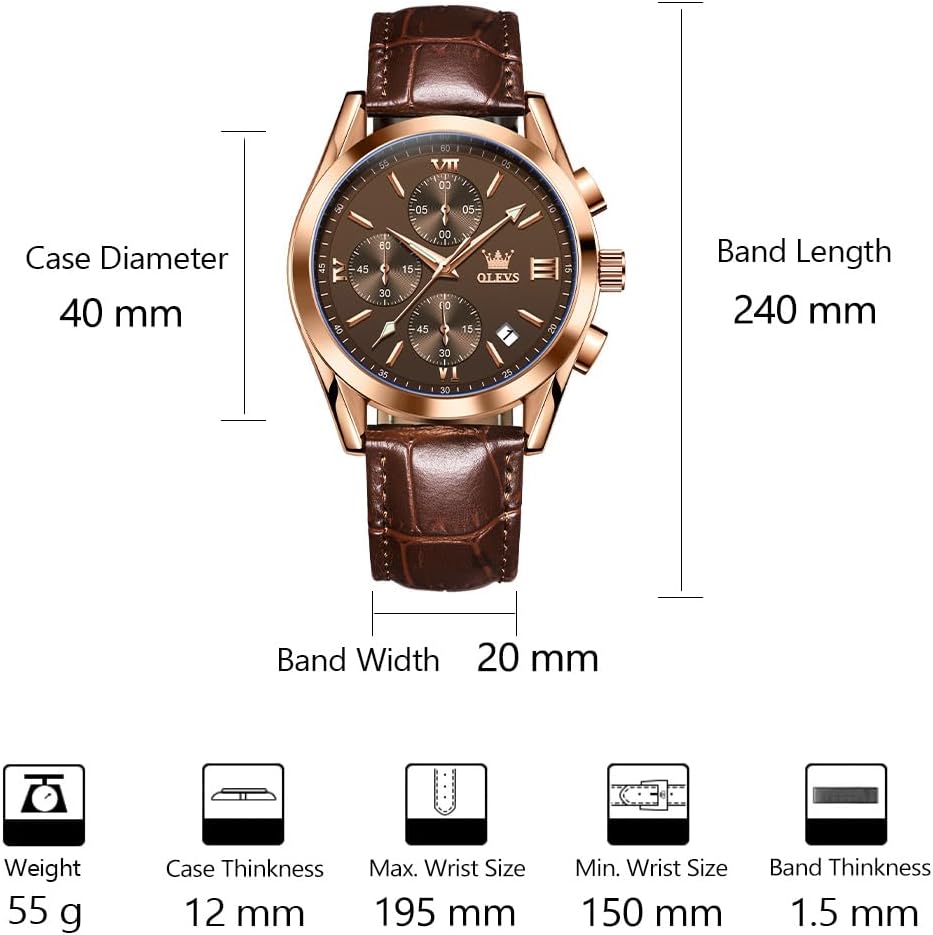 OLEVS Relojes Casuales de Cuero para Hombres con Esfera Grande Cronógrafo