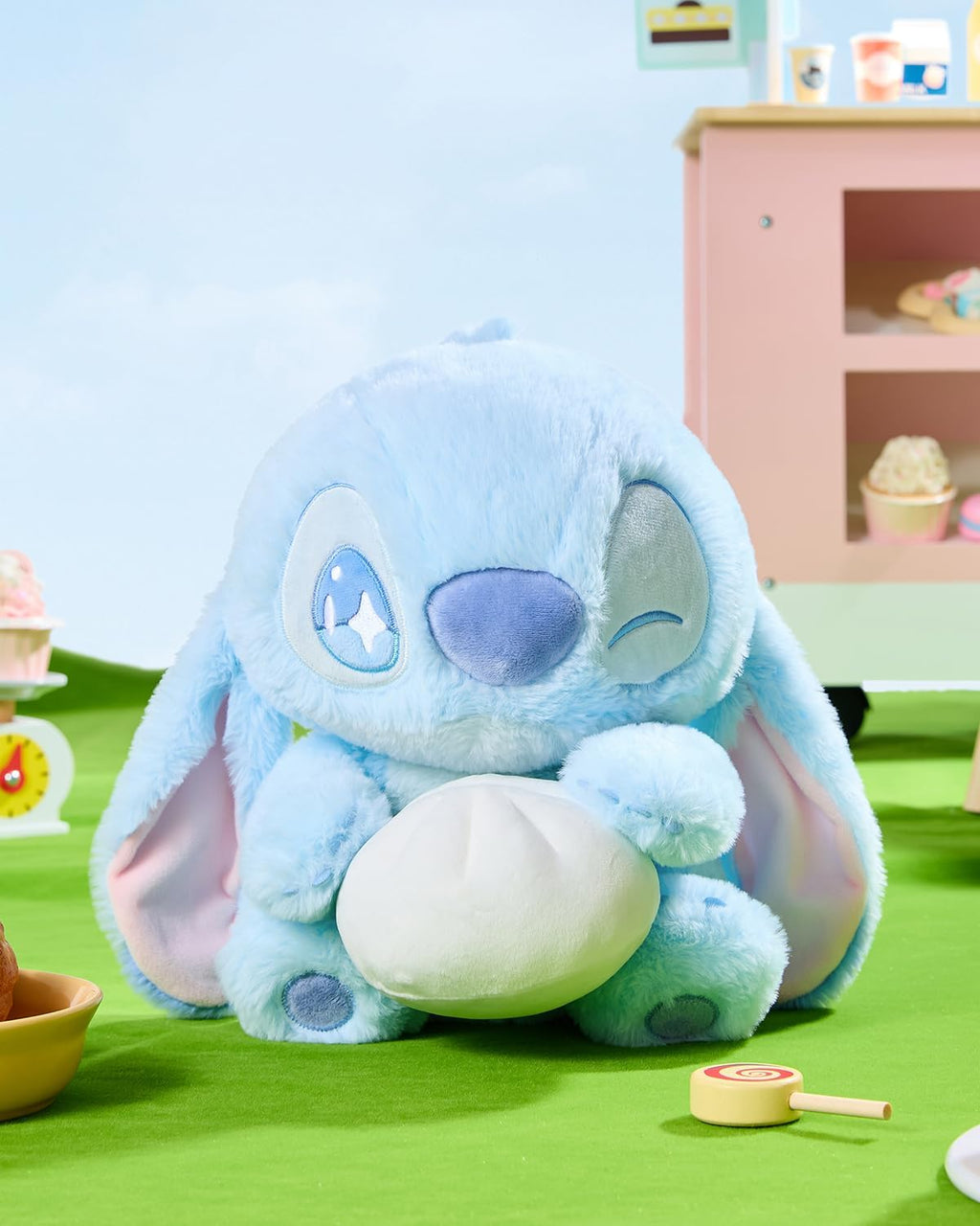 Disney Lilo and Stitch - Colección de la serie de comida de peluche, 11.5 pulgadas, figura de animal de peluche de bola de masa sentada de alta calidad para fanáticos de Disney (punto de bola de masa