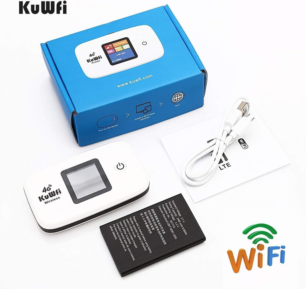 KuWFi Punto de acceso WiFi desbloqueado 4G LTE, enrutador portátil, Hotspot L100US