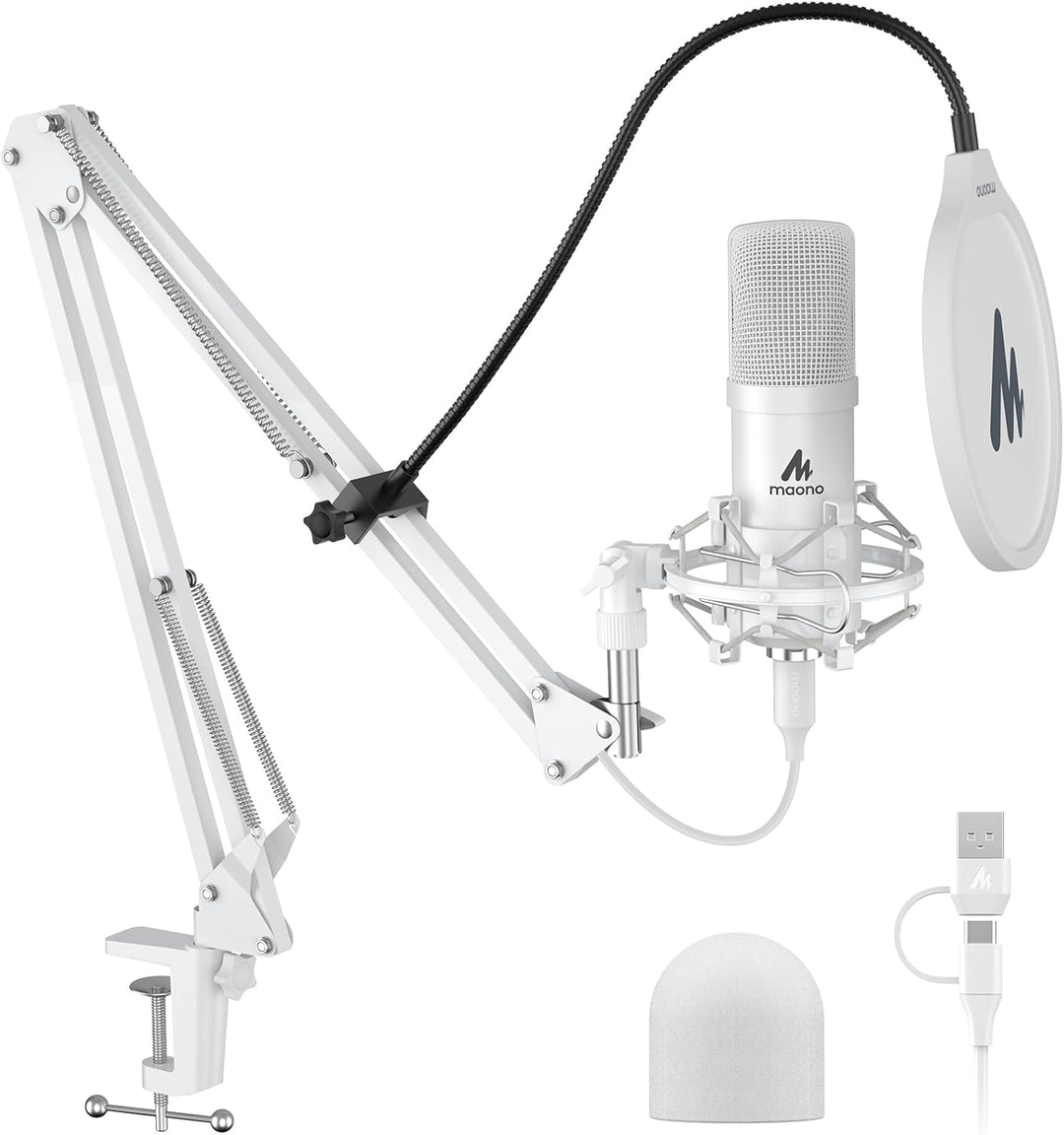 MAONO Micrófono USB, 192 kHz\/24 bits Plug &amp; Play PC Podcast co...