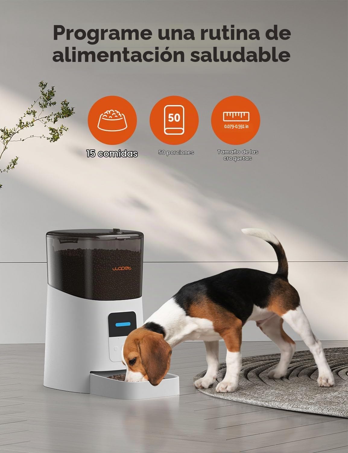 WOPET Comedero automático para gatos de 6 litros, alimentador automático WiFi para perros con control de aplicación para alimentación remota, dispensador de comida para gatos con sensor de alimentos