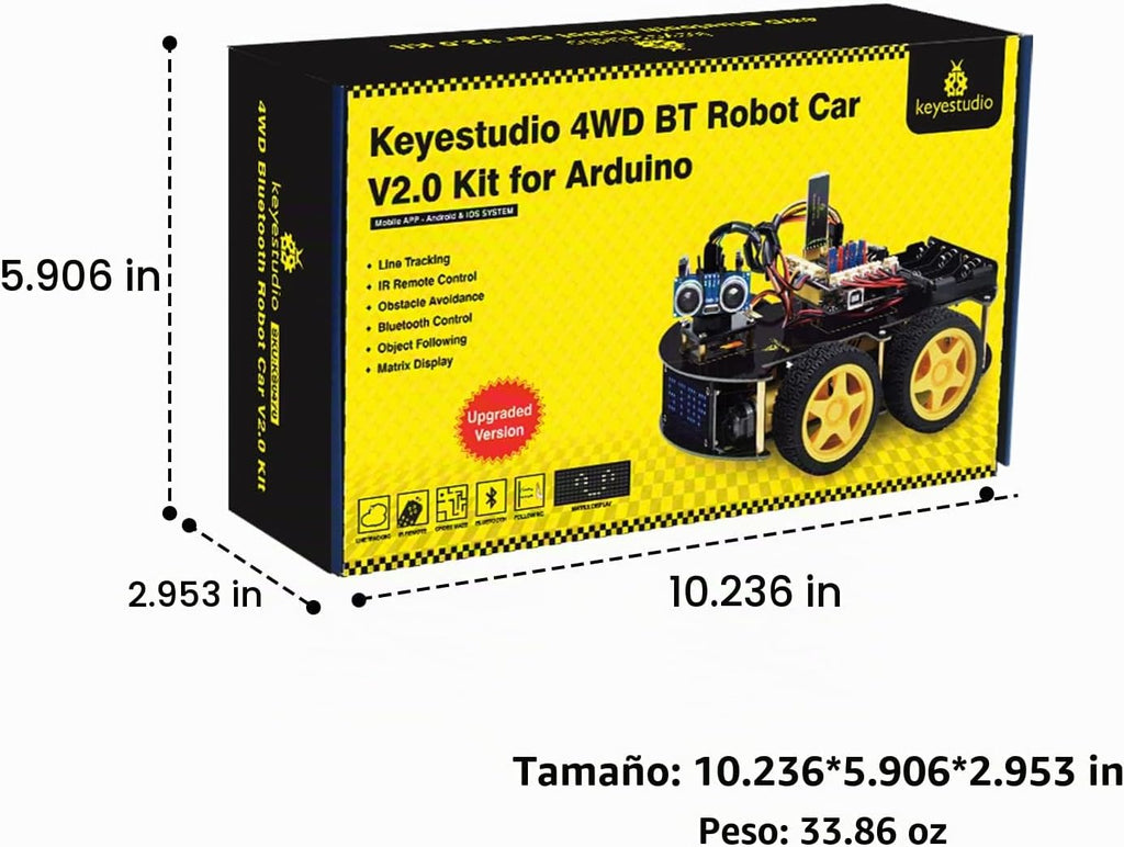 KEYESTUDIO Robot de coche inteligente, kit de iniciación programable 4WD para Arduino para Uno R3, proyecto de programación electrónica/STEM educativo/kit de codificación científica para adolescentes