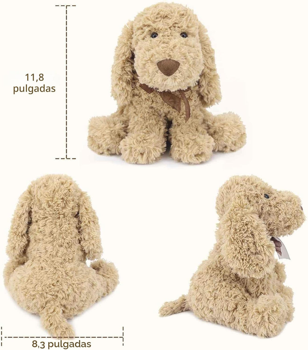 WEIGEDU - Cachorro caniche Goldendoodle de peluche, dorado, 11.8 pu...