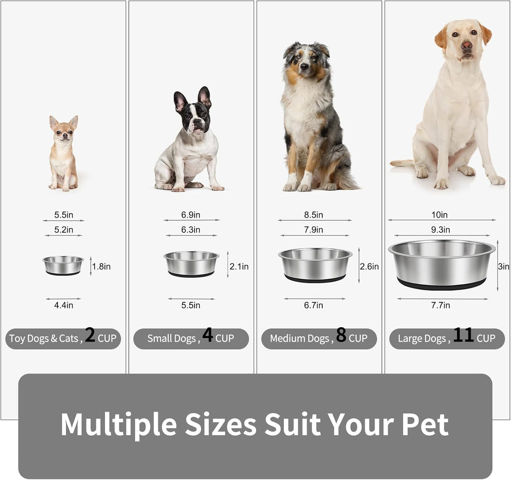Taglory Juego de 2 cuencos de acero inoxidable para perros, base