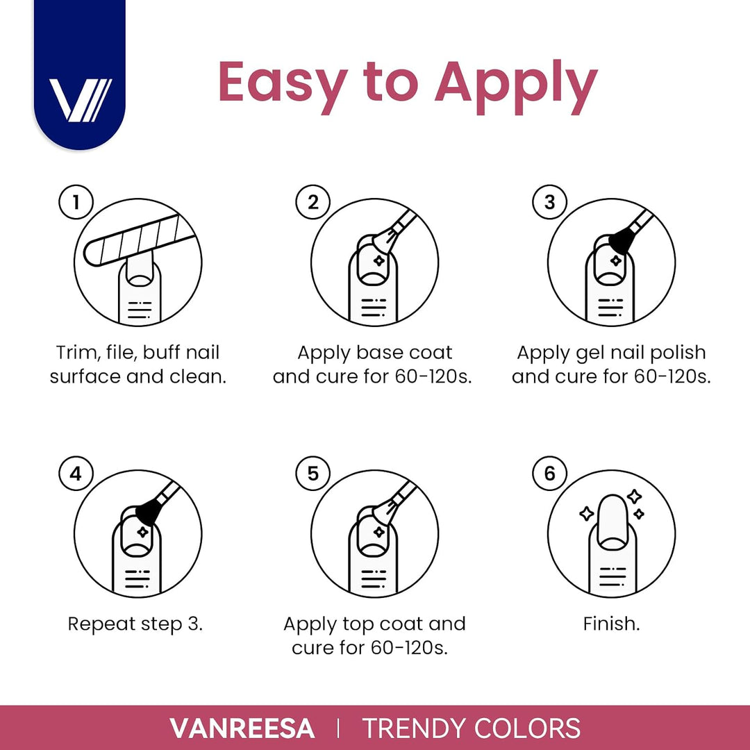 VANREESA - Juego de 24 esmaltes de uñas de gel, kit de esmalte de g...