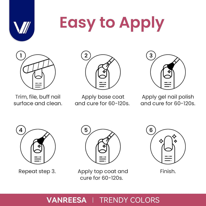 VANREESA - Juego de 24 esmaltes de uñas de gel, kit de esmalte de g...