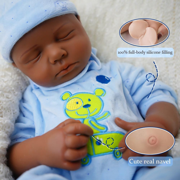 Niño de 18.5 pulgadas, muñeca de bebé de silicona completa, muñecas...