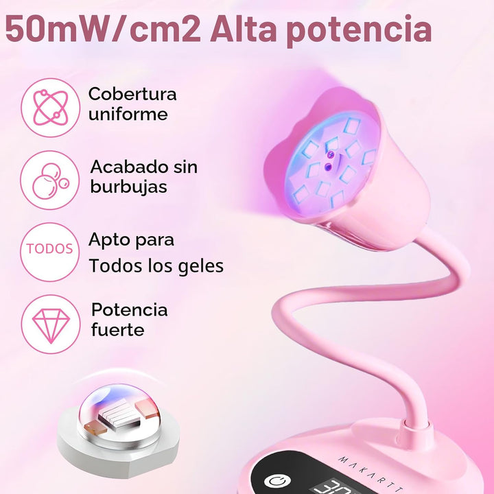 Makartt Lámpara de uñas UV, luz LED de cuello de cisne con sensor a...
