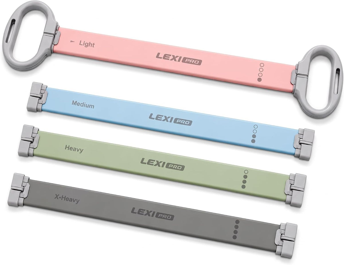 Lexipro Banda de resistencia ajustable para figura 8, 10-25 libras, 4 niveles de resistencia intercambiables con asas ergonómicas, banda de ejercicio de silicona de intercambio rápido para mujeres y