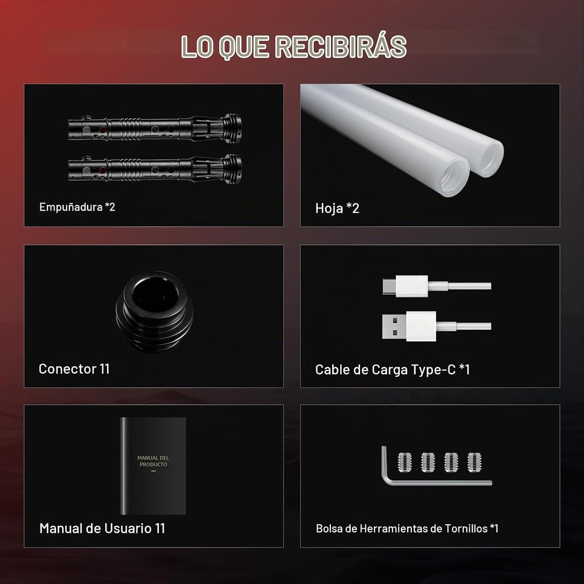 Sable de luz RGB3.0 de doble hoja con balanceo suave, sable de luz de duelo con control de movimiento, 16 fuentes de sonido, sables de luz con color infinito y 16 colores sólidos
