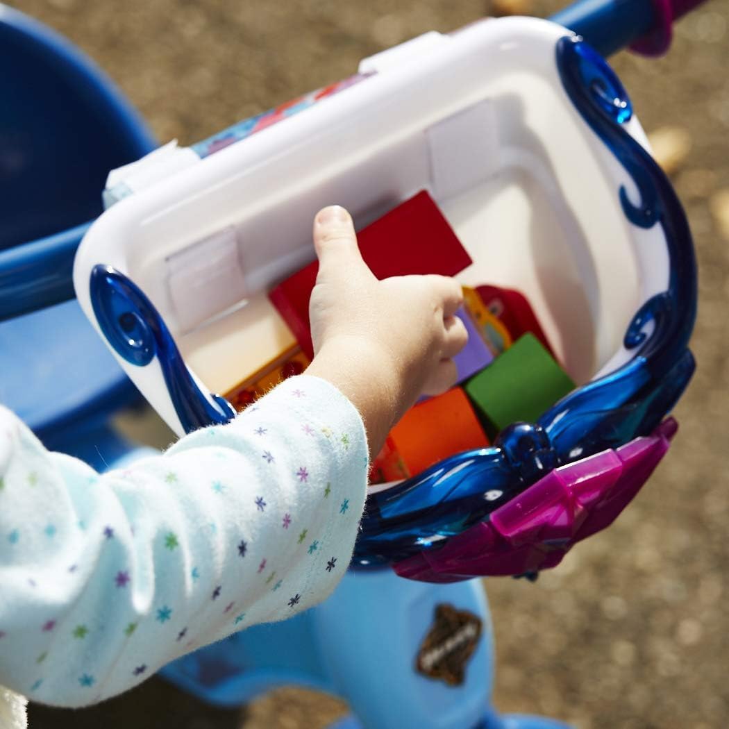 Huffy Triciciclo de Disney Frozen 2 para niñas, ideal para mayores de 3 años, Anna, Elsa y Olaf, contenedores de almacenamiento para aperitivos o juguetes, resistente y duradero, seguro para niños