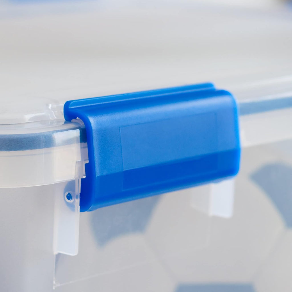 IRIS USA - Contenedor organizador de plástico hermético de 70 cuartos de galón con tapa duradera y sello y hebillas de cierre seguro
