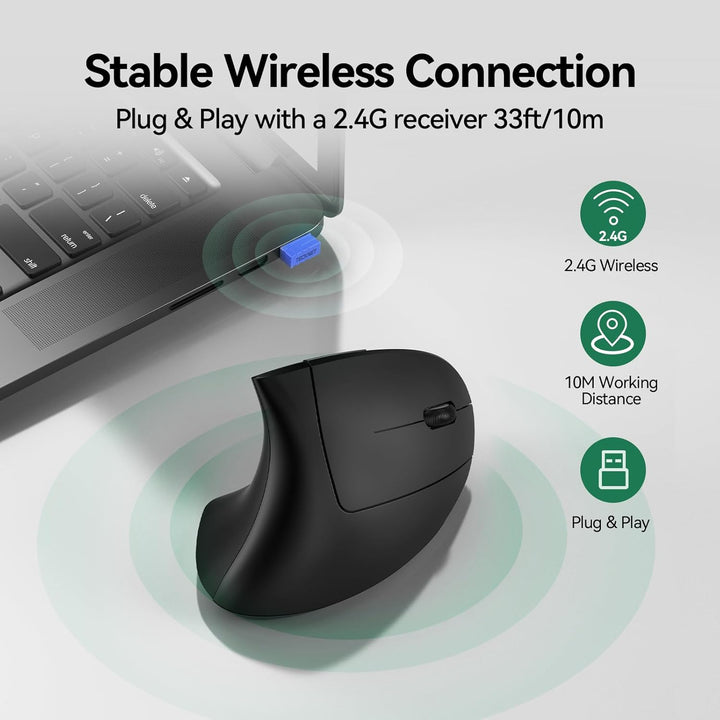 TECKNET Ratón ergonómico, mouse Ergo vertical recargable inalámbric...