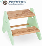B. toys - B. spaces- B. spaces by Battat - Taburete de madera de dos escalones para niños - Peek-A-Boost - Menta y madera- 2 años +