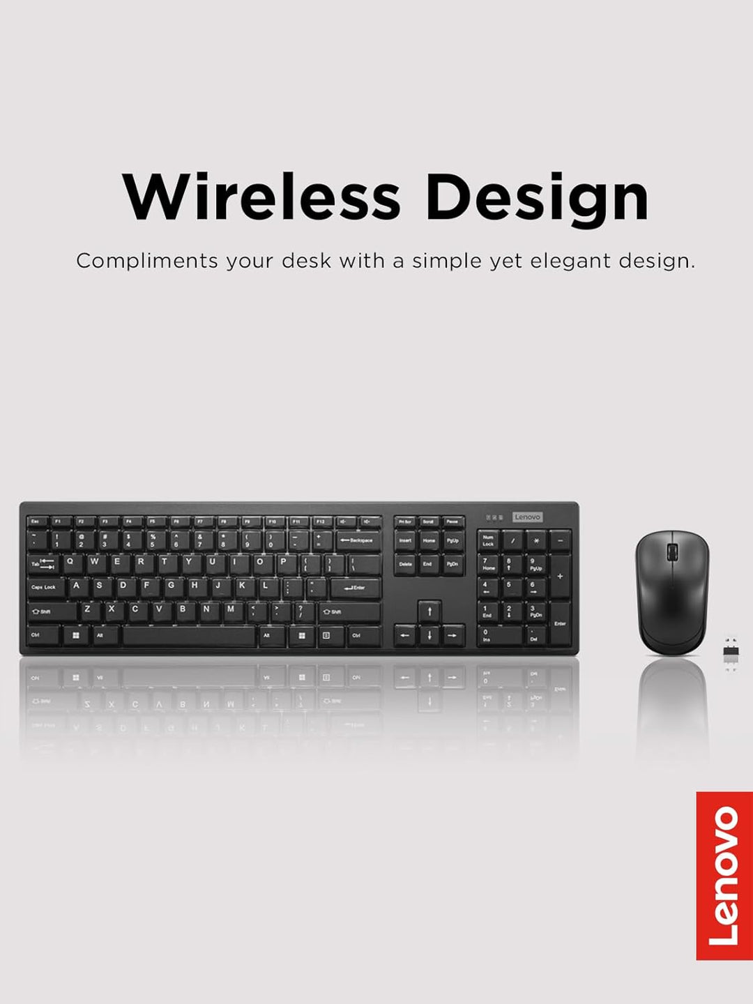 Lenovo Combo de teclado y mouse inalámbricos 100 - Juego inalámbric...