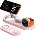 Estación de carga inalámbrica magnética 3 en 1 de 15 W, sin luz azul, para iPhone 17-12, cargador rápido de 5 W para Apple Watch AirPods, soporte plegable, base de carga MagSafe para mesita de noche
