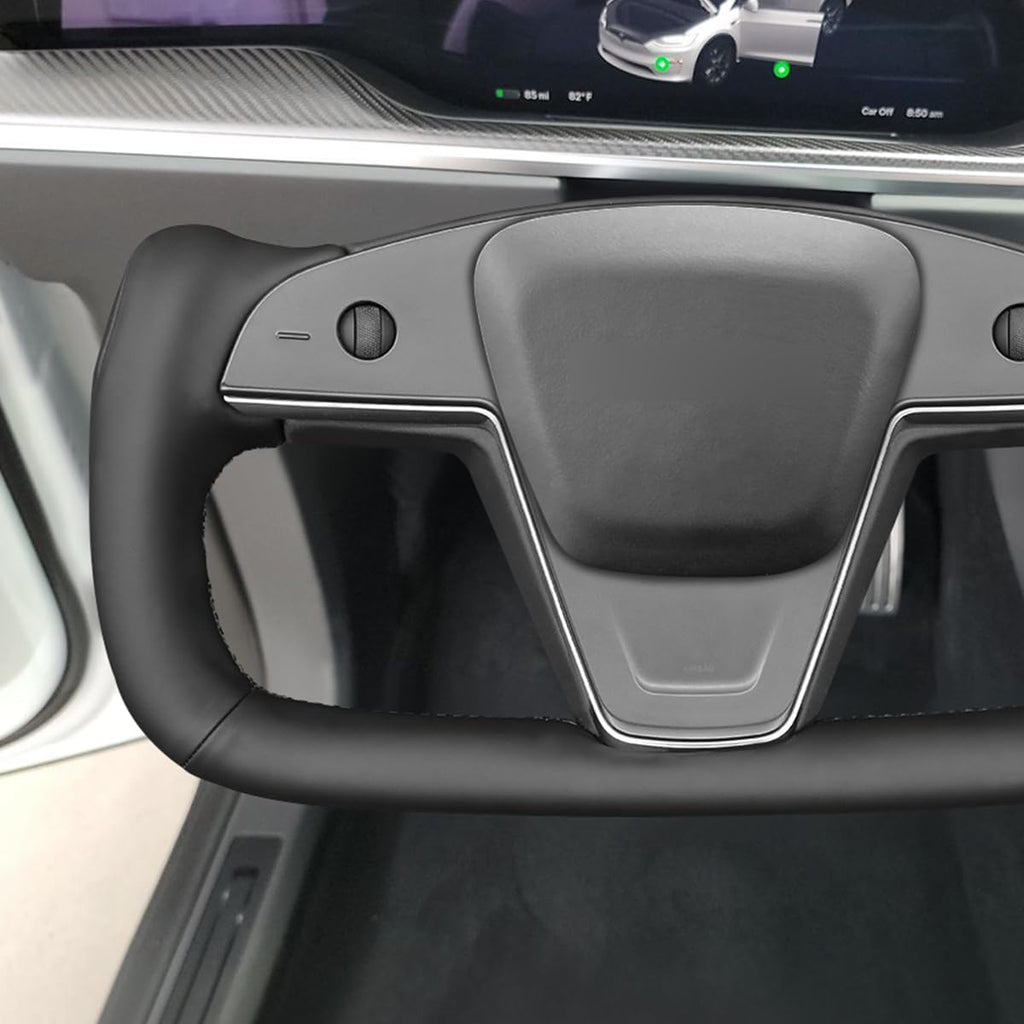 MEWANT - Funda cosida a mano para volante Yoke Tesla Model S 2021-2023 / Model X 2021-2023, accesorios para volante Yoke Tesla