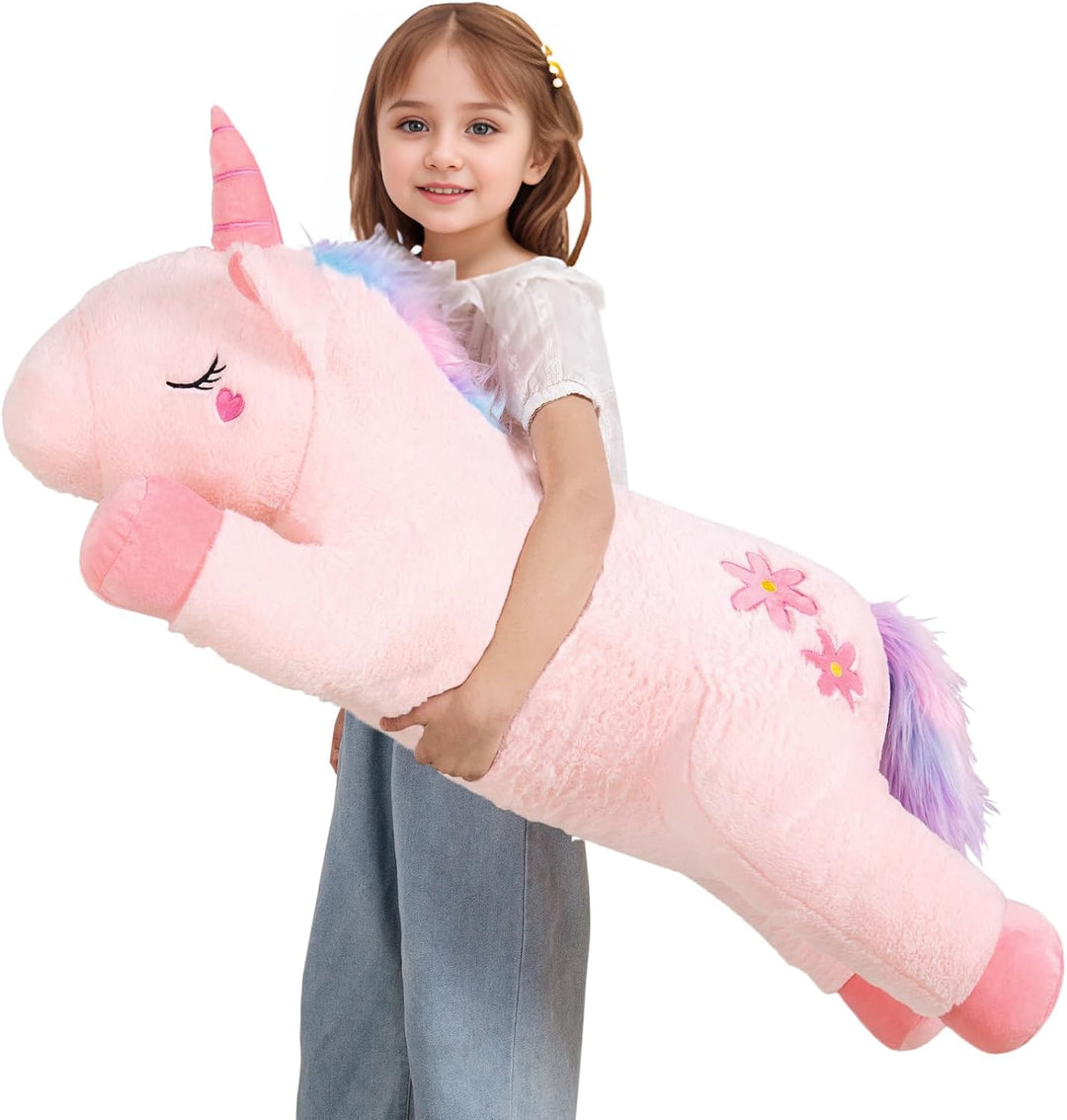 Tianmihou Lindo juguete de peluche gigante de unicornio rosa de 40...