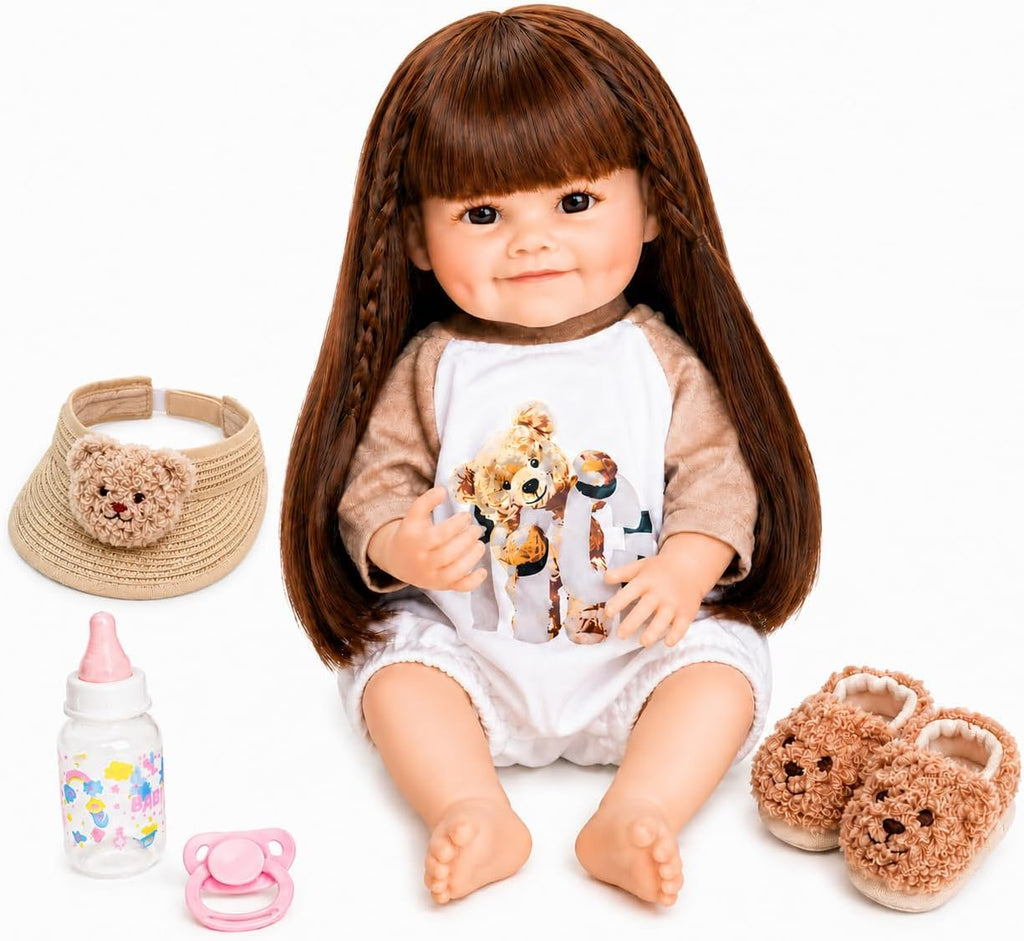 DOLLHOOD Muñecas Reborn Baby – Muñeca realista de silicona de vinilo realista de 18 pulgadas con brazos y piernas movibles completa con accesorios, gran regalo para niños (Noah James)