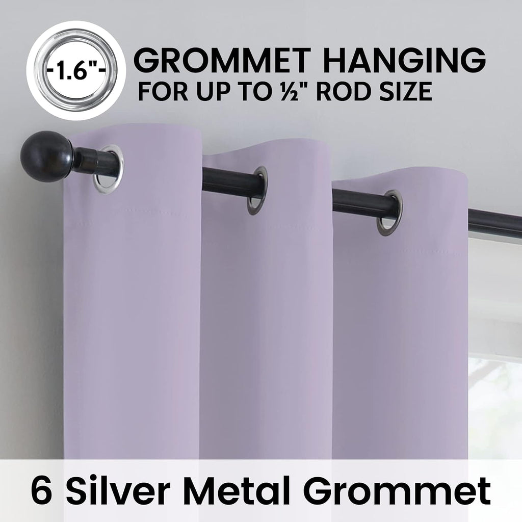 SimpleHome - Cortinas opacas 100 % lilas para oscurecer la sala de estar, 63 pulgadas