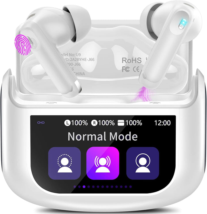Thunelec Auriculares inalámbricos, Bluetooth 5.4 con pantalla tácti...