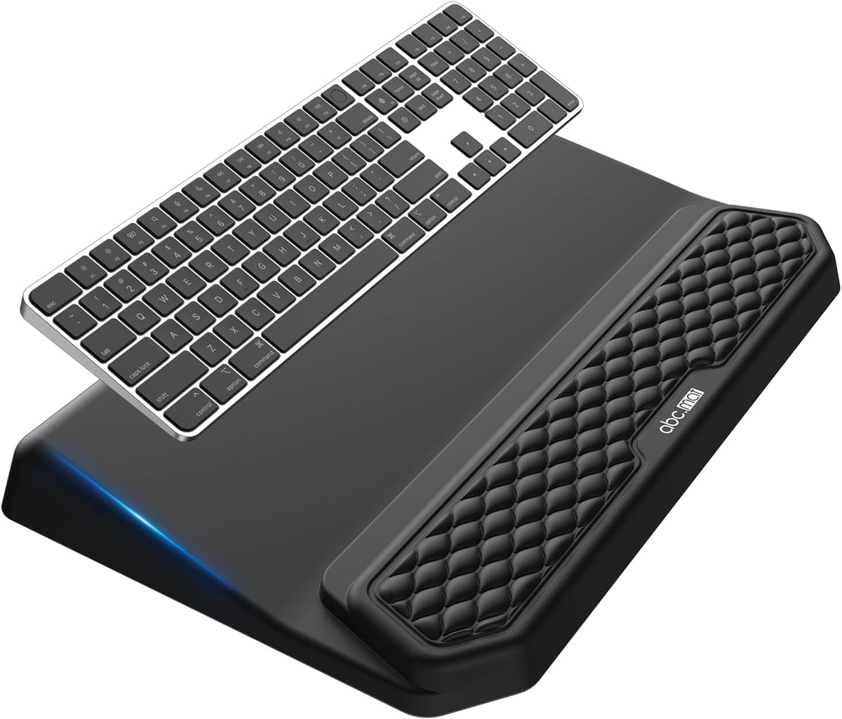 Soporte ergonómico 2 en 1 para teclado con reposamuñecas, color negro