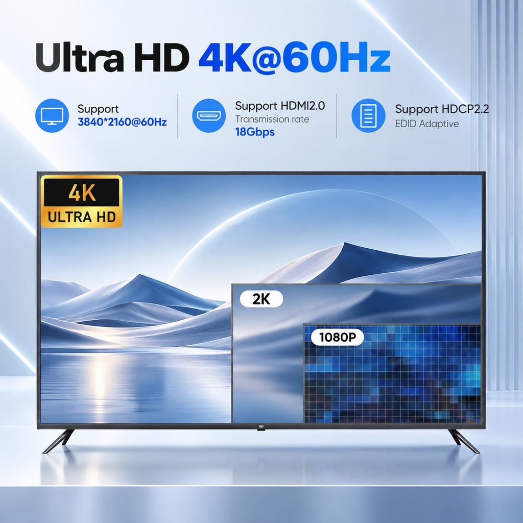 Conmutador KVM HDMI para 4 computadoras 1 monitor, 4K@60HZ 4 puertos KVM