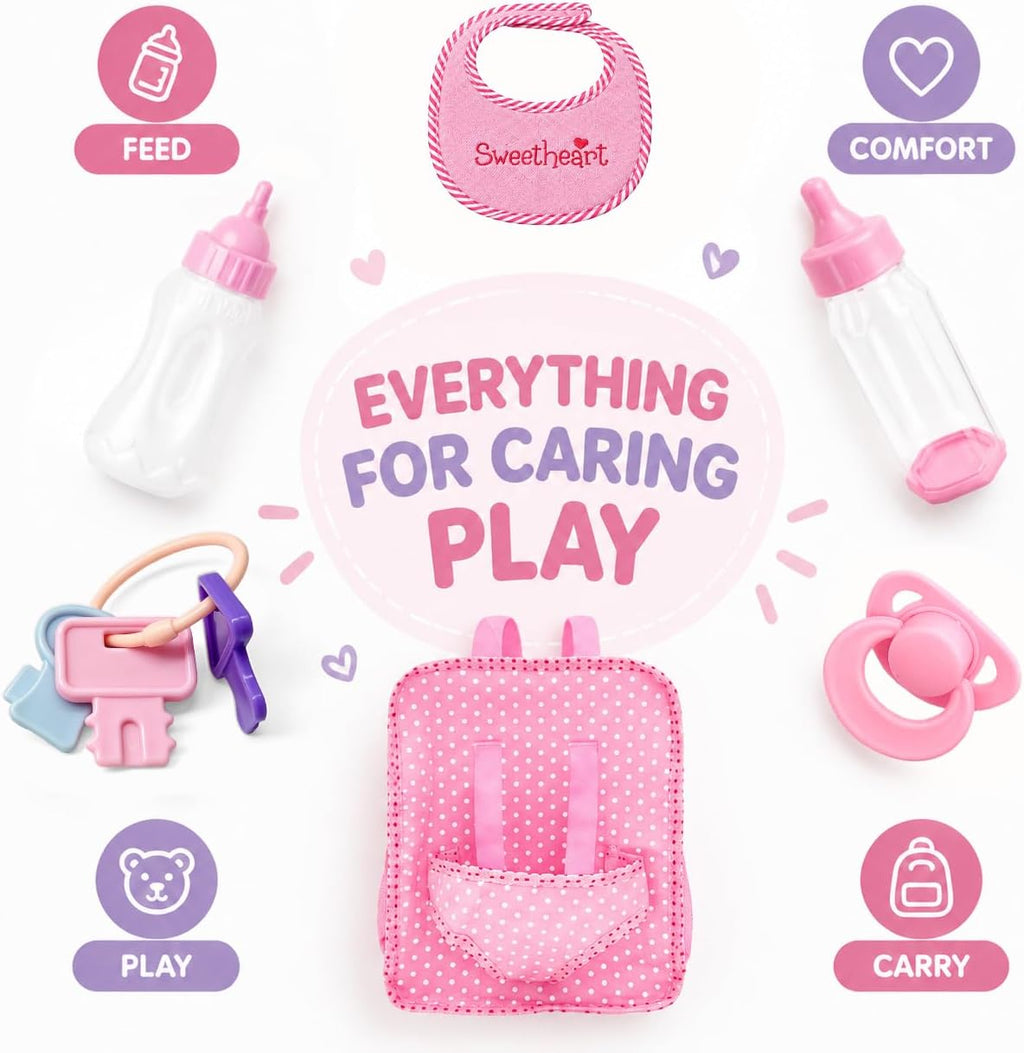 AuntyFey Juego de muñecas de bebé de 12 pulgadas, moisés para muñeca con