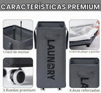 Goodpick Cesta de lavandería de 75L con ruedas y bolsa de lavado extraíble