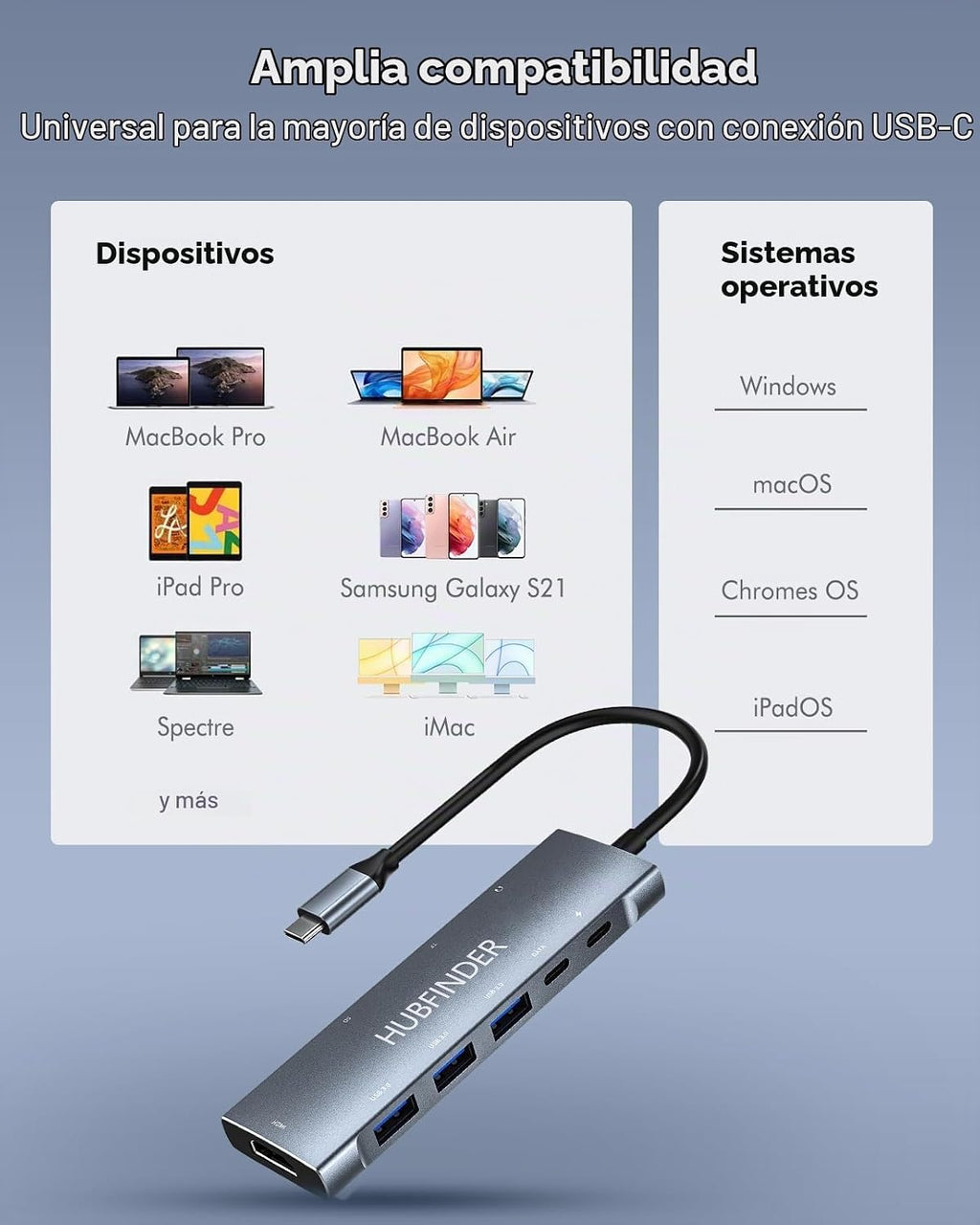 HUBFINDER, hub USB 3.0 de 3 puertos