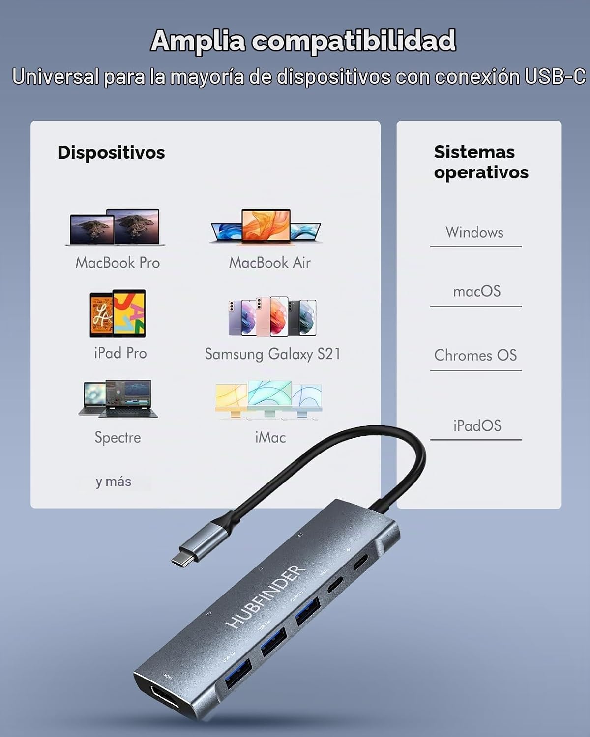 HUBFINDER, hub USB 3.0 de 3 puertos