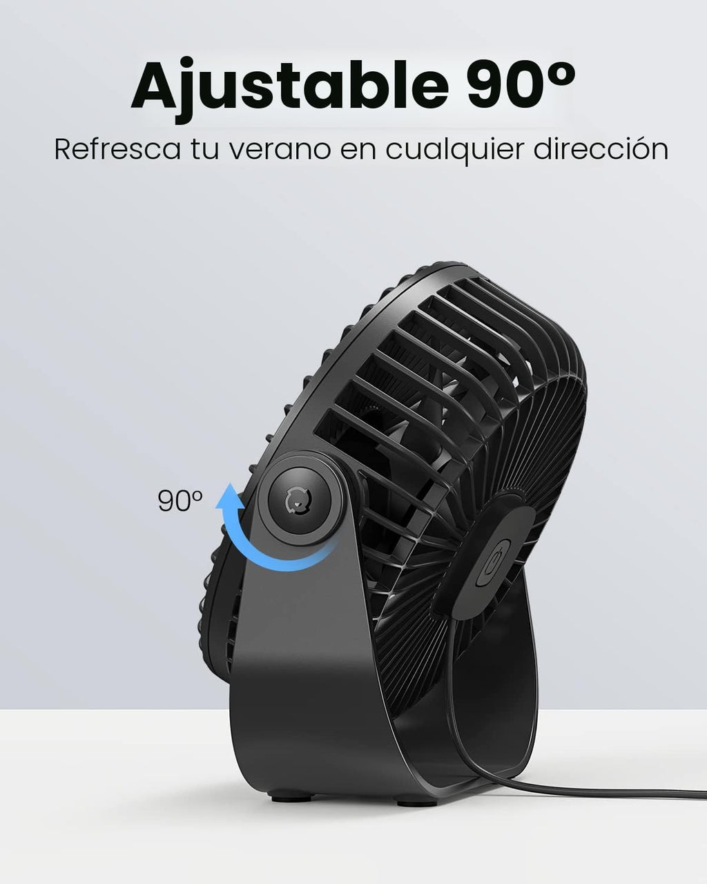 Gaiatop Ventilador de escritorio USB, flujo de aire fuerte de 3 vel...