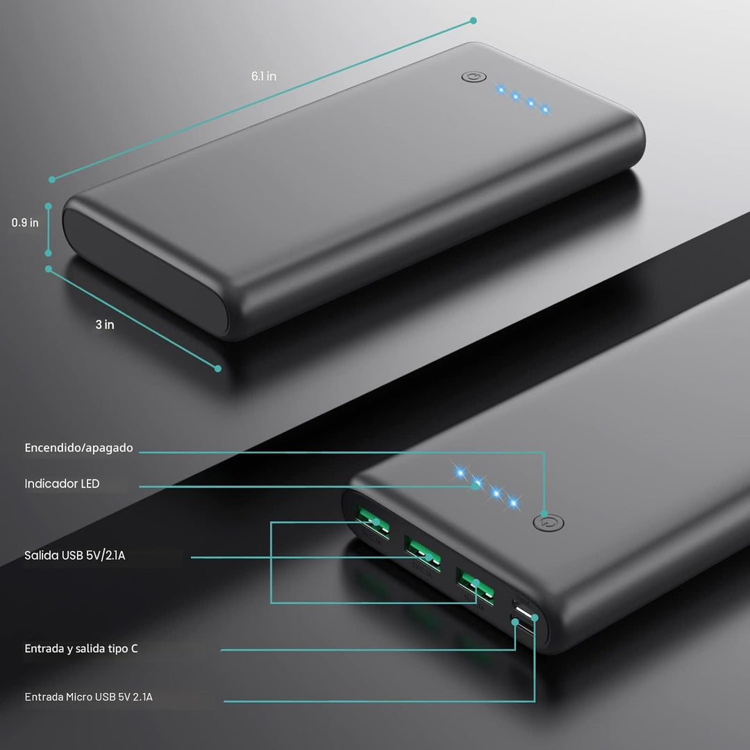 Cargador portátil de 36800 mAh, cargador de batería externa PD de c...