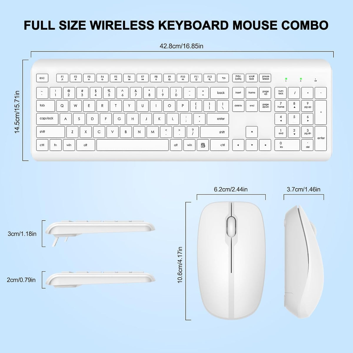 Combo de teclado y mouse inalámbricos, teclado ergonómico silencios...
