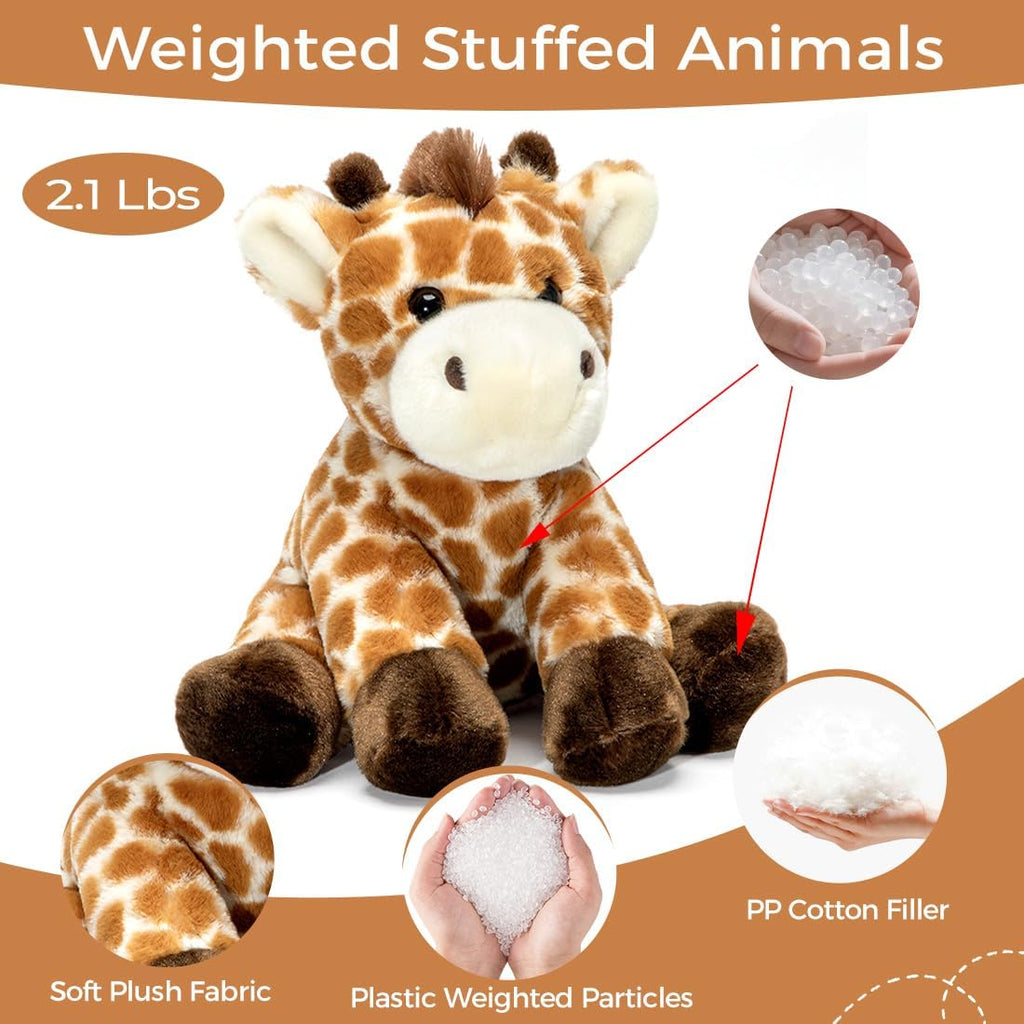 Jirafa - Juguetes de peluche con peso, almohada de felpa suave y bonita de