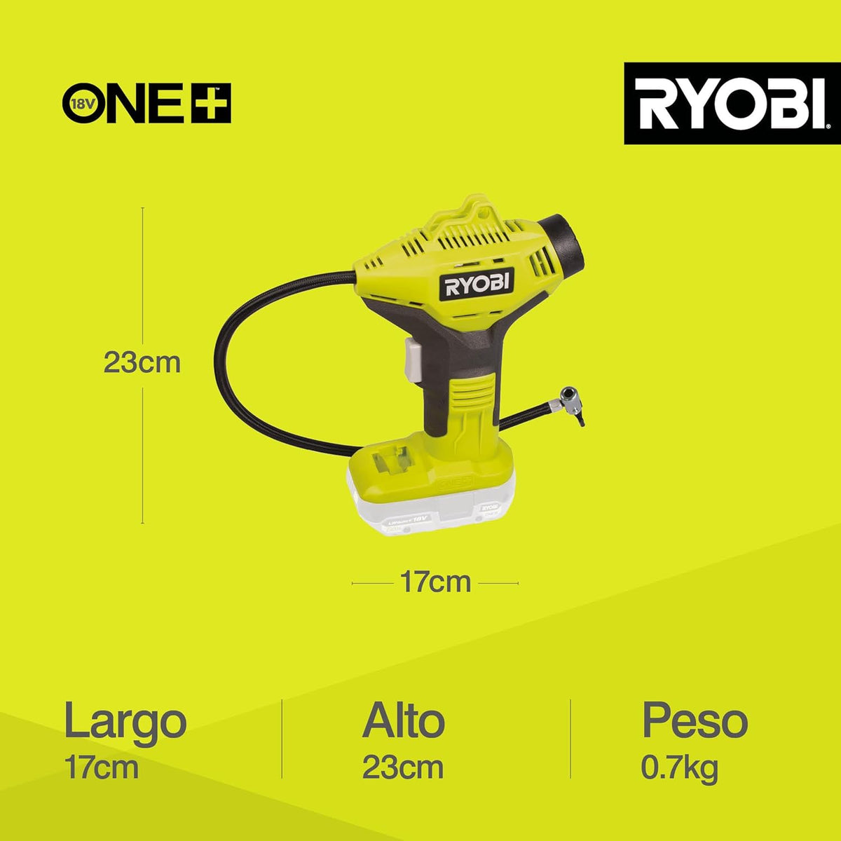Ryobi Inflador inalámbrico de alta presión R18PI-0 18V ONE+ (solo c...