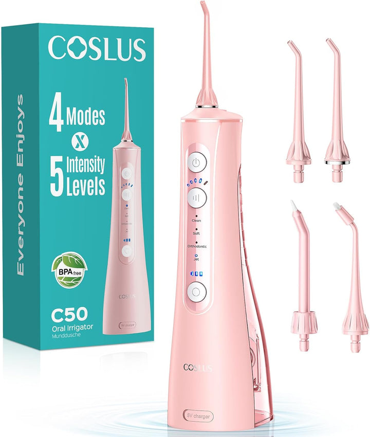 COSLUS - Irrigador de agua portátil para dientes: 4 modos y 5 nivel...