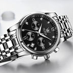 OLEVS Relojes para Hombre de Lujo a prueba de agua Lúminosos de lectura fácil Cronógrafo Con Esmalte Dorado Completo / Blanco Dial / Cara Negra Calendario Pulsera Relojes