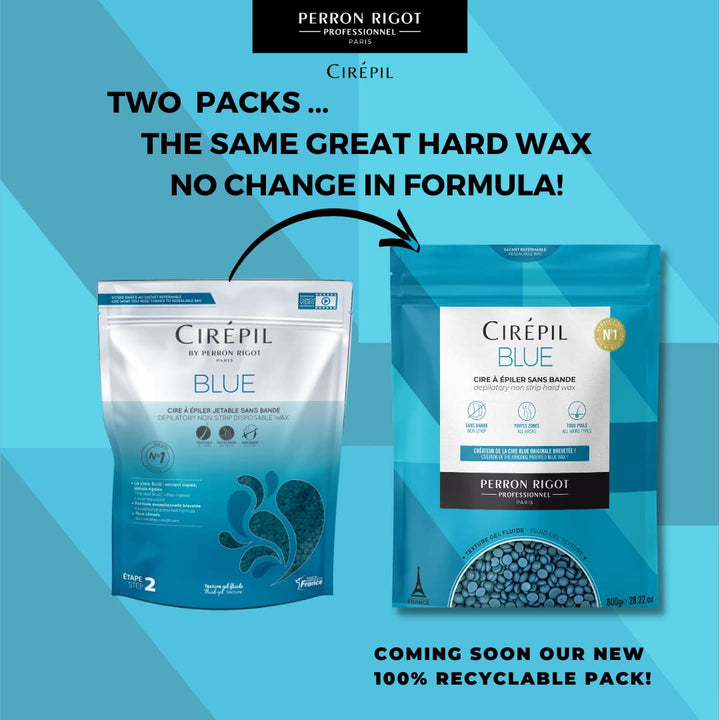 Cirepil - Azul - Bolsa de 28.22 oz \/ 800g de Perlas de Cera Dura -...