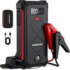 Acmount P100 - Arrancador de auto P100, paquete de batería de arranque de litio de pico de 5000 A para hasta 10.0 L de gas o 8.0 L de motor diésel, paquete de batería portátil de 12 V seguro con