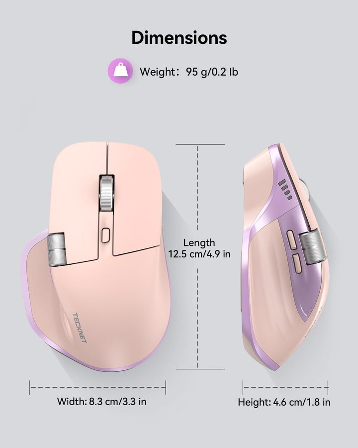TECKNET Ratón inalámbrico, ratón Bluetooth (BT5.3\/5.0 y 2.4G) Rató...