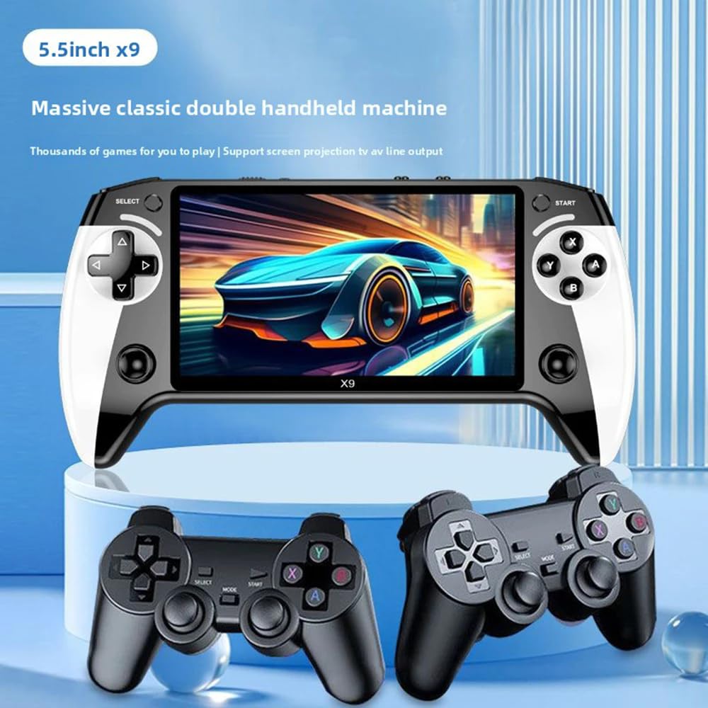 Consola de Mano Retro X9 - Consola de Juego Portátil con Pantalla IPS HD de 5.5 pulgadas, Juegos Clásicos, Soporta Conexión a TV, Más de 10 Emuladores y 5 Horas de Duración de Batería