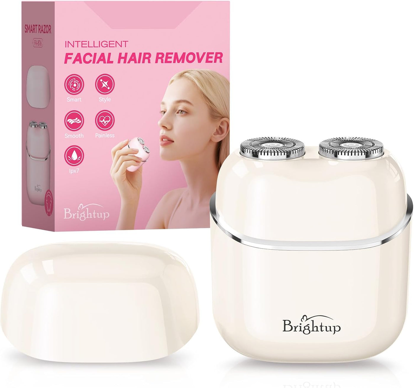 Brightup Depilación facial para mujeres, afeitadora facial eléctric...