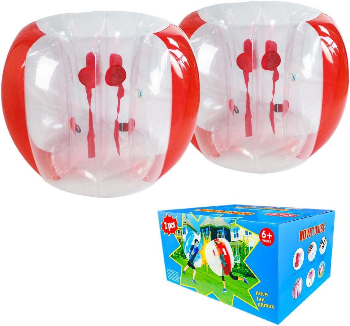 ZHUYNXIR 2 bolas de sumo para adultos, bolas de rebote para niños, pelota inflable para niños, bola zorb corporal para niños, juegos en equipo al aire libre (48 pulgadas, rojo + rojo)