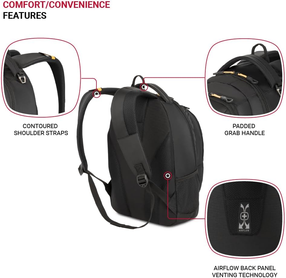 SwissGear 1186 Travel Gear Mochila Bungee Ligera, Negro\/Dorado, 17...
