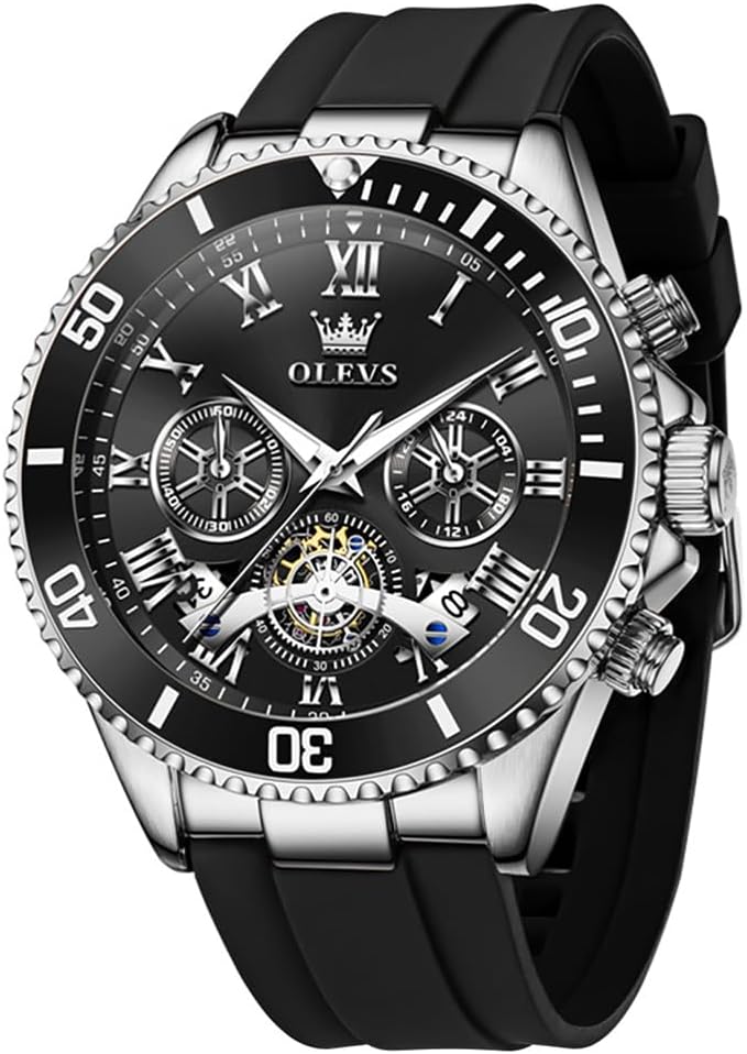 OLEVS Relojes para Hombre Lujo Vestimenta Día Fecha Cronógrafo Reloj de Acero Inoxidable Negocios a prueba de agua Luminosa Regalo Reloj de Pulsera para Hombre