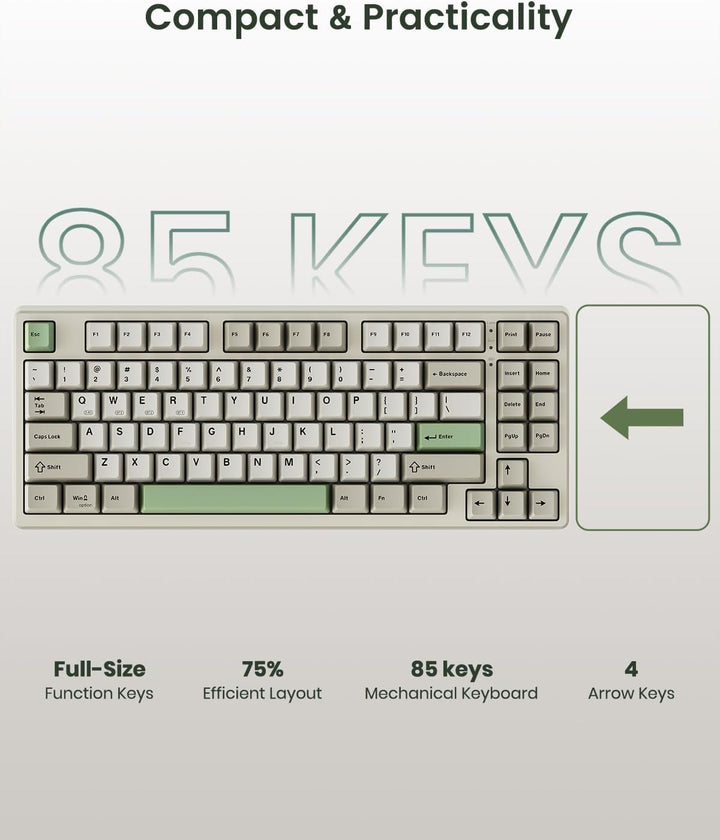 Kisnt Teclado mecánico inalámbrico KN85 para juegos, diseño del 75%...